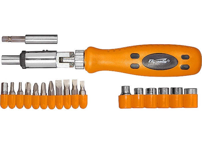 Отвертка реверсивная с шарниром + биты + головки, 19 шт. SPARTA Полтава - изображение 1