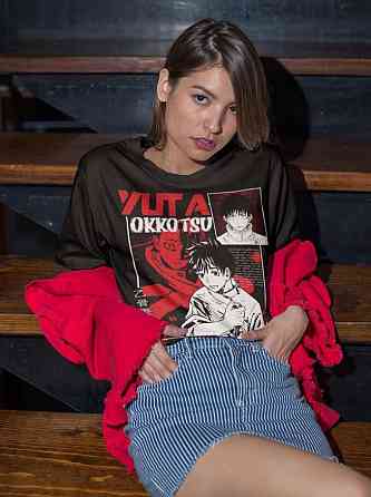 Футболка аниме Магическая битва оверсайз (S/M/L) Черний AnimeJ1009 Днепр