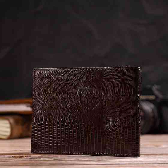 Зручне чоловіче портмоне із натуральної фактурної шкіри Коричневий (CANPELLINI) Київ