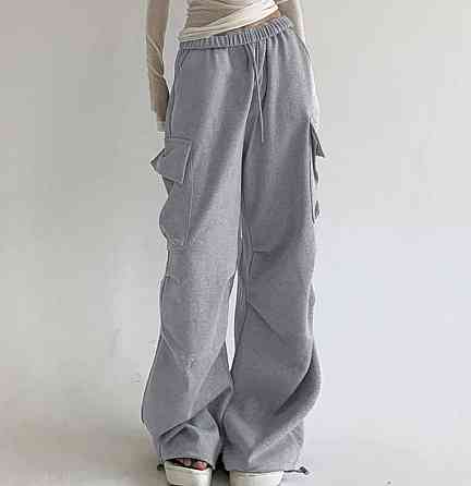 Жіночі повсякденні оверсайз штани-карго двонитка Сірий Одеса