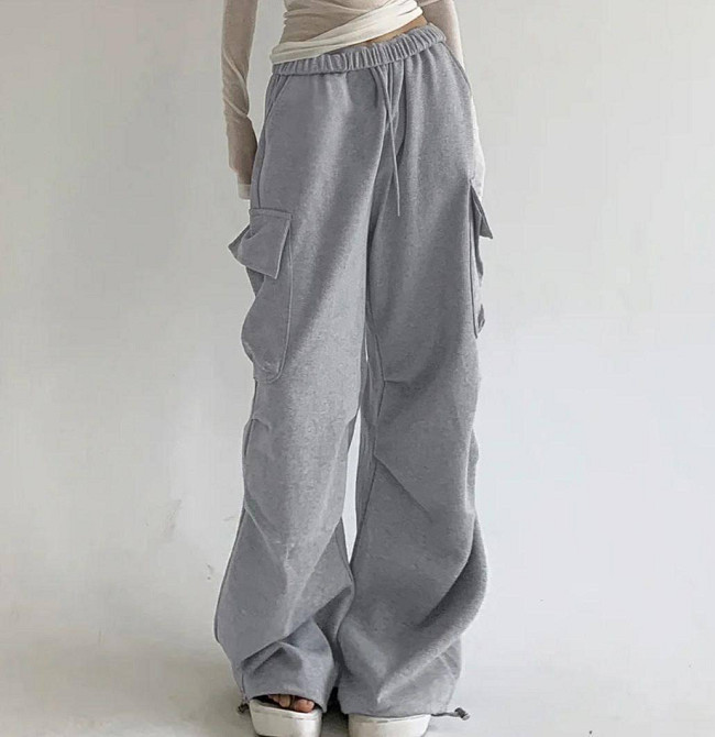 Жіночі повсякденні оверсайз штани-карго двонитка Сірий Одеса - фото 1