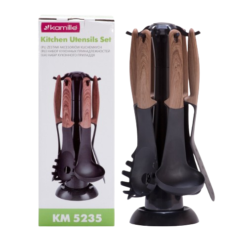Набір кухонного приладдя 7 предметів:(6шт + підставка) нейлон під дерево 5235 KAMILLE Житомир