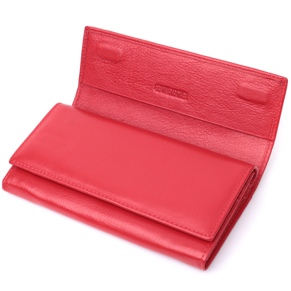 Вместительный женский кошелек с двумя клапанами из натуральной кожи ST Leather 22695 Красный Киев - изображение 5
