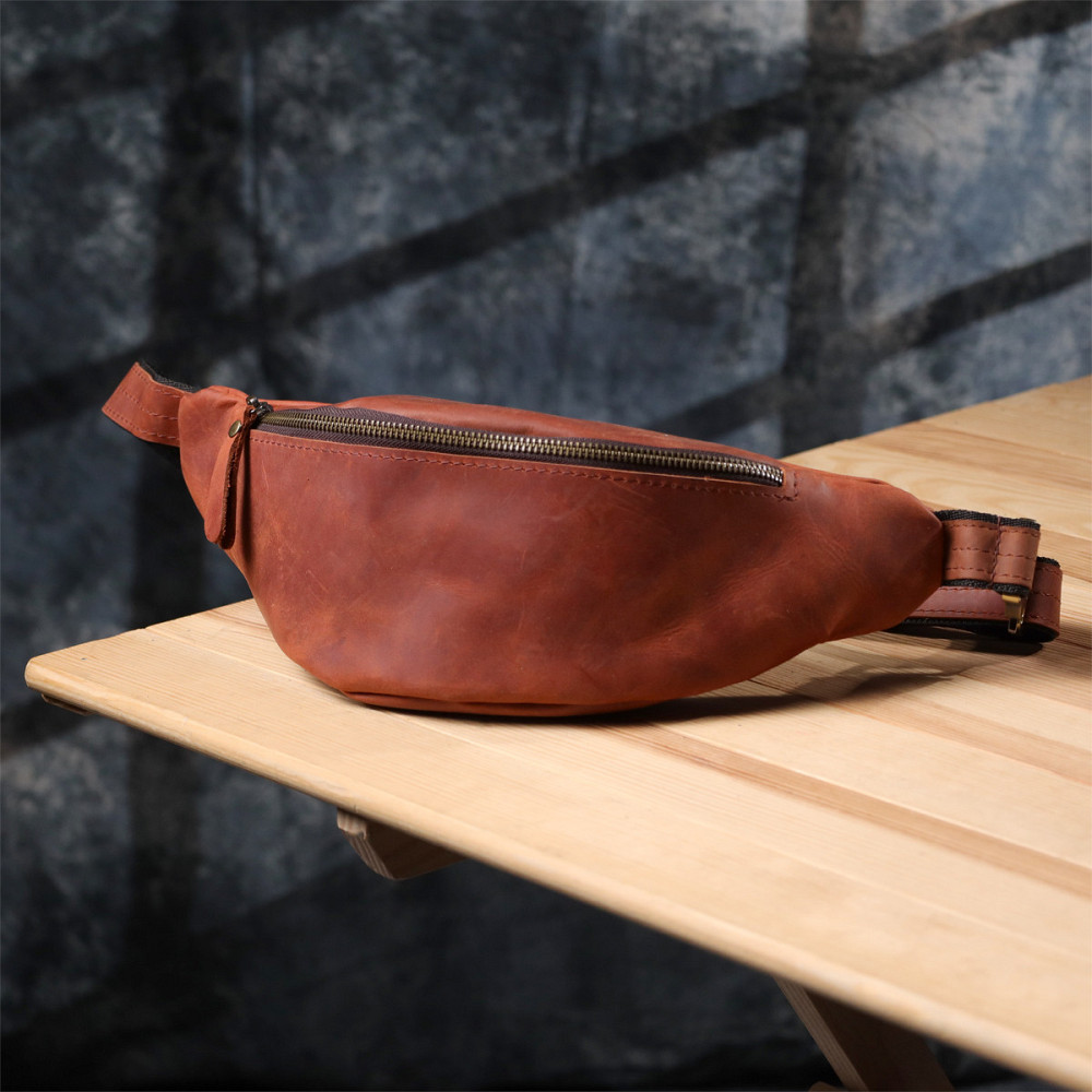 Бананка для чоловіків відмінної якості з натуральної шкіри вінтажної шкіри Shvigel 23140 Рудий Київ - фото 9