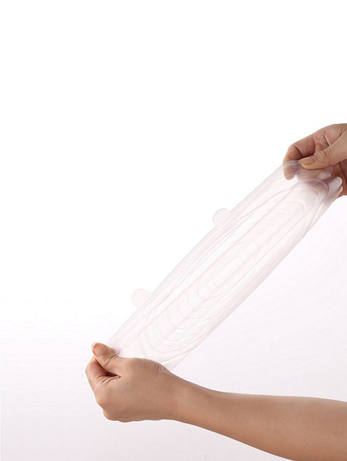 Набор силиконовых крышек многоразовых 6 шт разных размеров прозрачный Киев - изображение 7