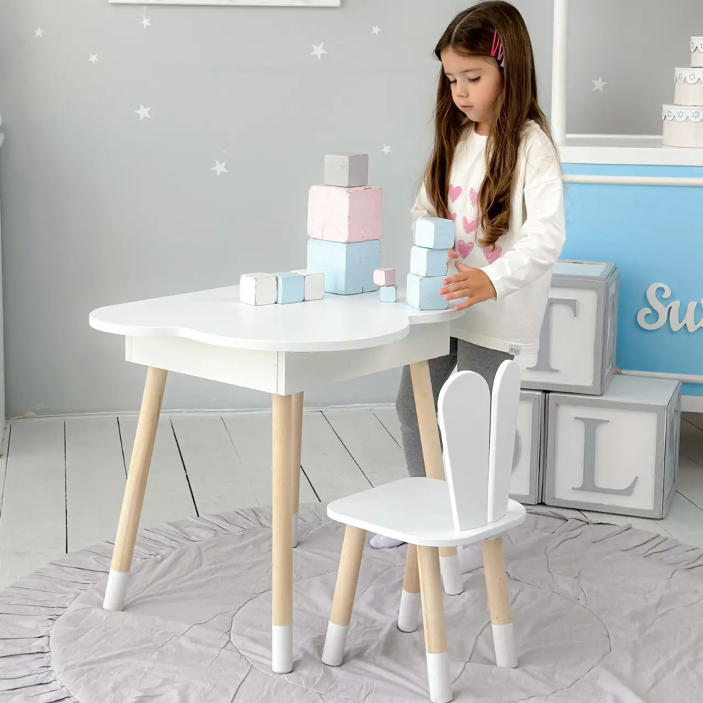 Детский столик Облако с нишей и стульчиком Зайчик (Белый) Винница - изображение 7