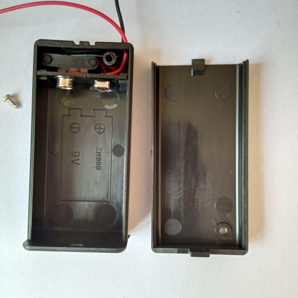 Корпус батарейки 9V крона, Daier SBH5-9V, с крышкой и переключателем ON-OFF, с проводками 15см Полтава - изображение 1
