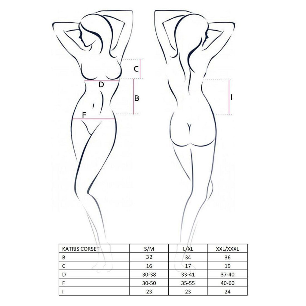 Корсет з пажами Passion KATRISS CORSET S/M, black, трусики, шнурівка Sex Aura Київ - фото 5