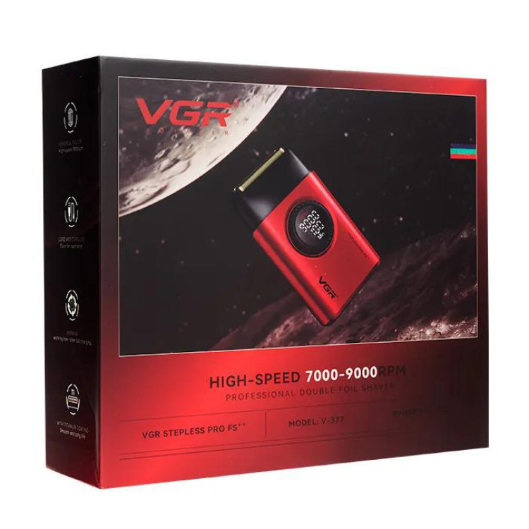 Электробритва аккумуляторная шейвер VGR V-378 9000RPM LCD + дорожная сумочка (Красный) Винница - изображение 8