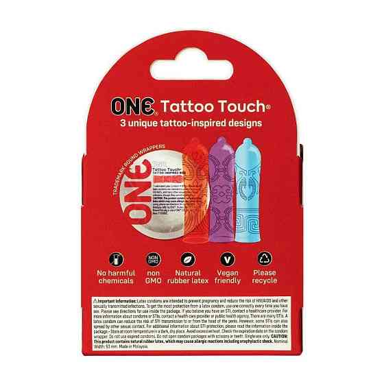 Презервативы ONE Tattoo Touch 3 шт, картонная коробка Sex Aura Киев