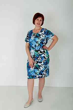 Женское платье хлопок с цветочным принтом разноцветный 52 Киев