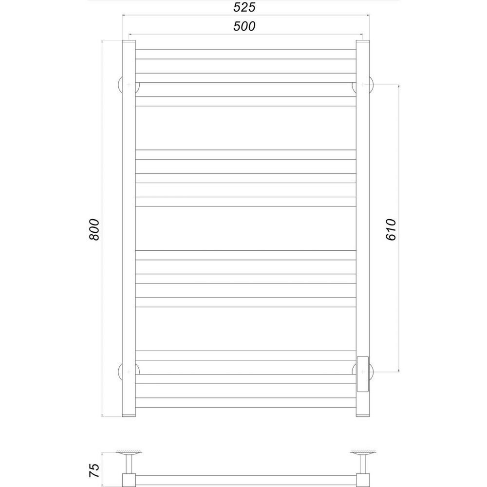 Полотенцесушитель UNIO MS EU 800-500-12 Модена электро (000022550) Киев - изображение 4