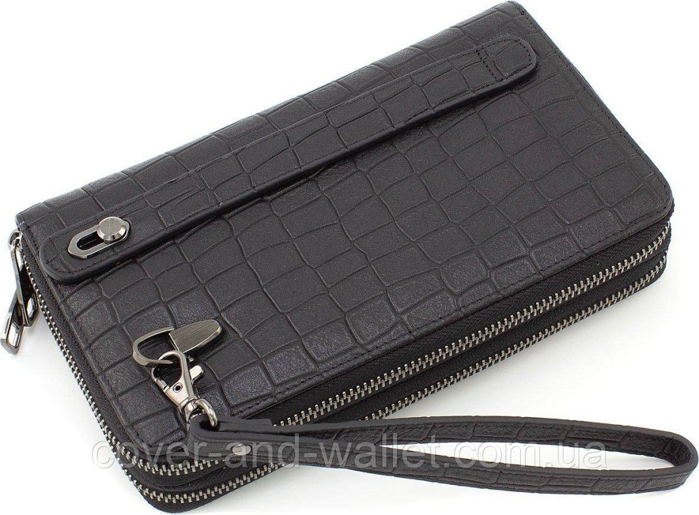 Мужской кожаный кошелек клатч на две молнии под крокодила Marco Coverna 5902 Киев - изображение 5