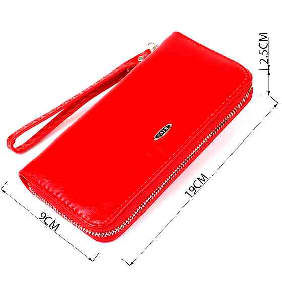 Гаманець жіночий на одну блискавку з екокожі гладкий KIVI 19041 Червоний Київ