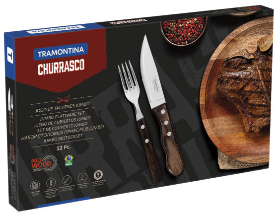 Набір приборів для гриля Tramontina Barbecue Polywood, 12 предметів (6584535) Київ