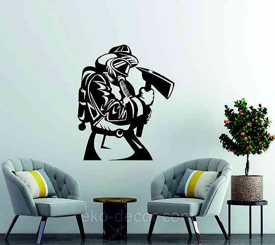 Декоративное настенное Панно «Пожарник» , Декор на стену 110*92 см, Черный Киев