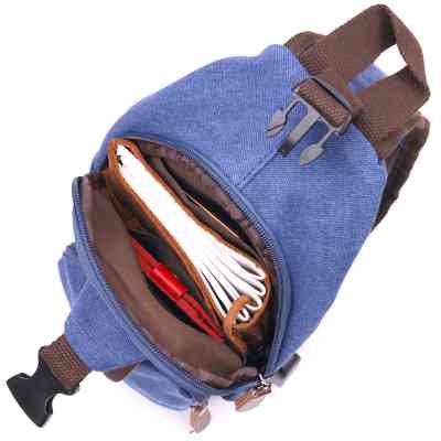 Сумка Vintage С USB кабелем через плечо из текстиля Синяя (21224) Винница