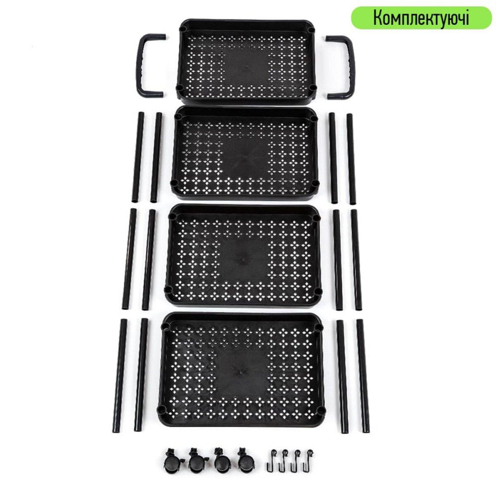 Универсальная мобильная этажерка с 4 полками, черная Киев - изображение 6