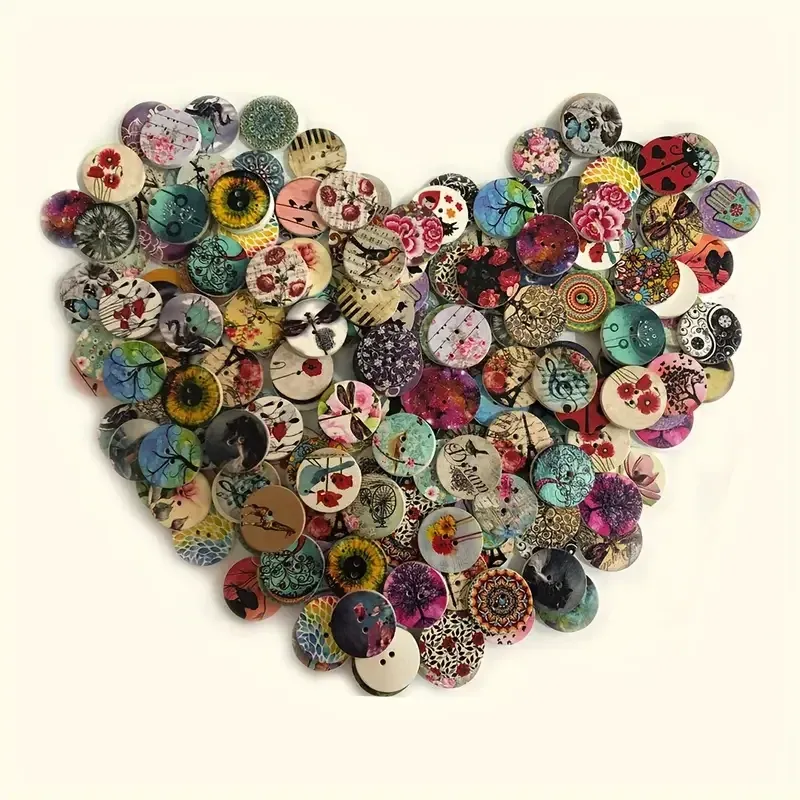 Набір дерев’яних ґудзиків 50 шт – різні розміри й кольори для шиття та декору Київ - фото 2