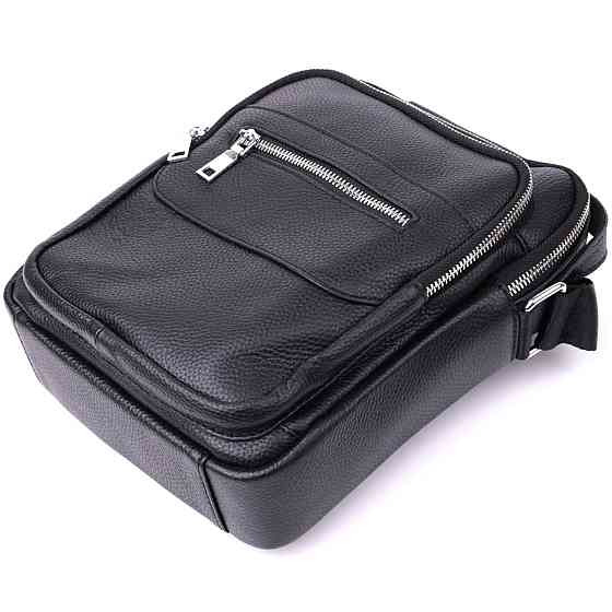 Стильная вертикальная сумка для мужчин из натуральной кожи Vintage sale_15113 Черный Киев