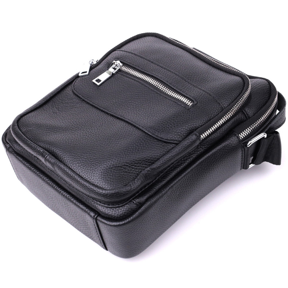 Стильная вертикальная сумка для мужчин из натуральной кожи Vintage sale_15113 Черный Киев - изображение 6