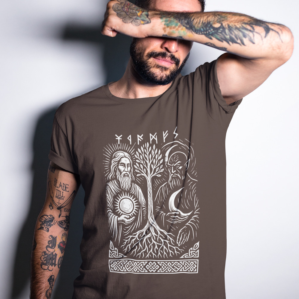 Футболка мужская однотонная летняя качественная патриотическая с принтом "Белобог и Чернобог" Запорожье - изображение 3