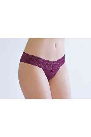 Стринги женские из хлопка с кружевным поясом Marsana 01-008 XL, Вино Киев