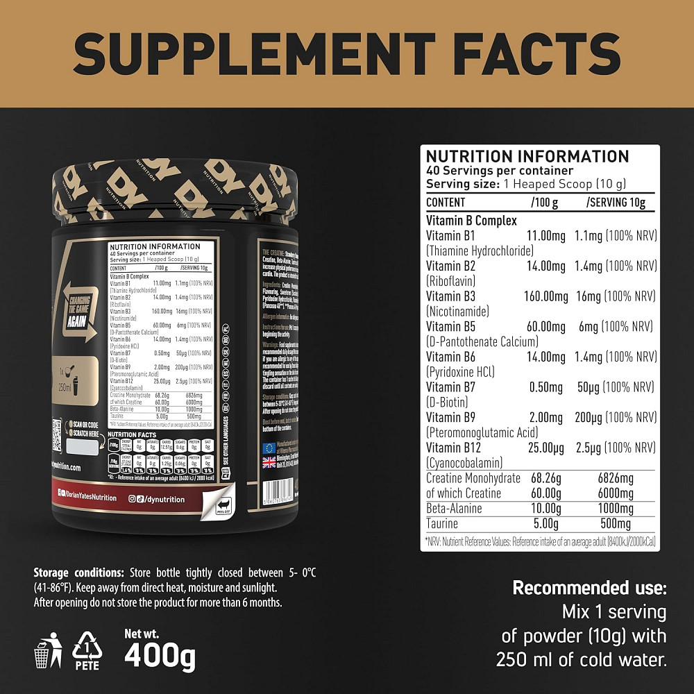 Креатин DORIAN YATES NUTRITION CREATINE 400G (CHERRY) Луцк - изображение 2
