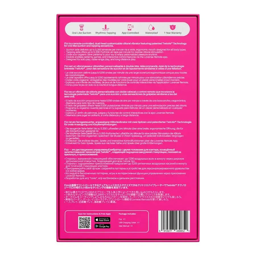 Кліторальний смарт-стимулятор 2-в-1 Lovense Fizz із ефектом всмоктування та теппінгом Львів - фото 10