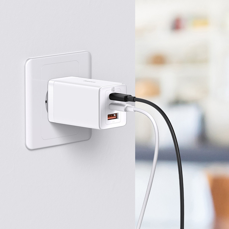 Мережевий зарядний пристрій з кабелем Baseus GaN5 Pro Fast Charger 2C+U 65W  EU  White (Baseus Xiaobai charging Cable Type-C  to Київ - фото 9