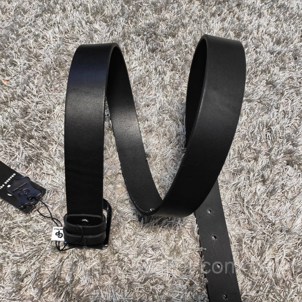 Черный мужской классический ремень из итальянской кожи 35мм Grande Pelle Labbro Киев - изображение 6