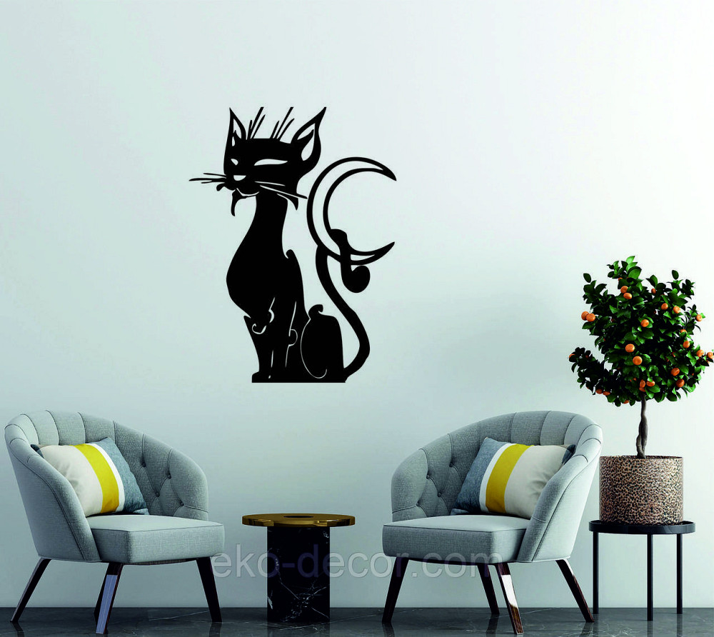 Декоративне настінне 3D Панно «Кіт» Декор на стіну з об'ємом Київ - фото 3