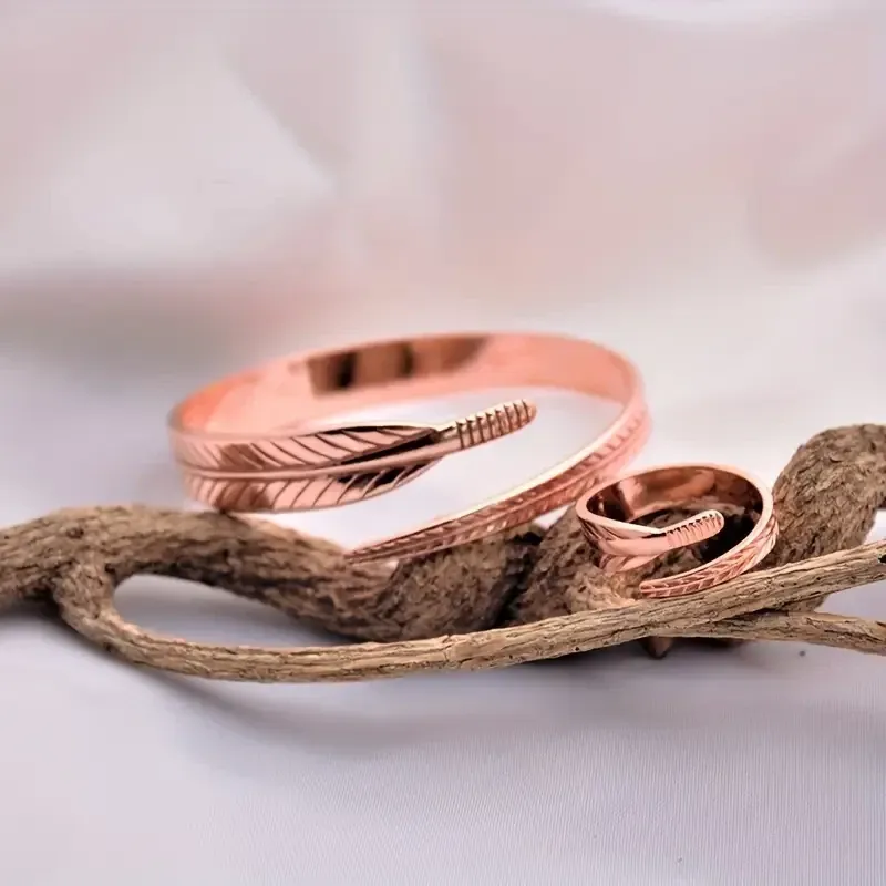 Набор медных украшений — браслет и кольцо с пером Киев - изображение 5