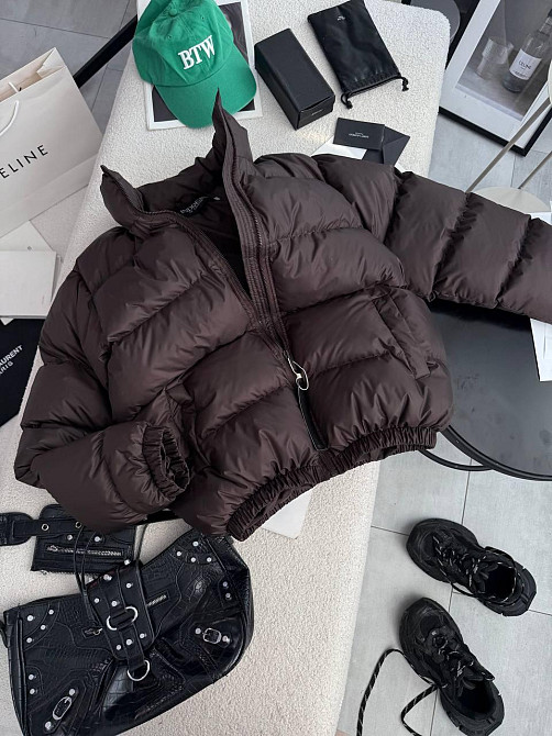 Жіноча стильна повсякденна куртка на біопуху плащівку лаке Шоколад, 42/44 Одеса - фото 3