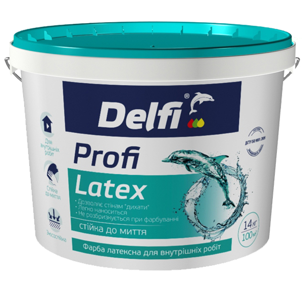Фарба латексна акрилова для внутрішніх робіт Profi Latex ТМ"Delfi"  -1,4 кг Харків - фото 1