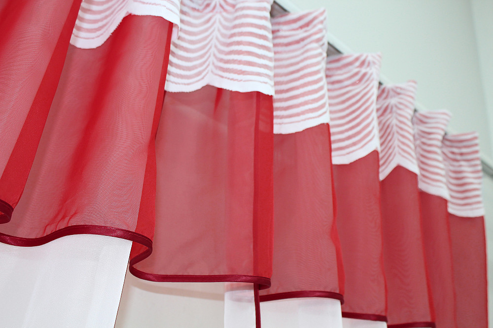 Кухонные шторы (280х170см) с ламбрекеном, на карниз 1-1,5м цвет красный с белым 00к 59-618 Киев - изображение 5