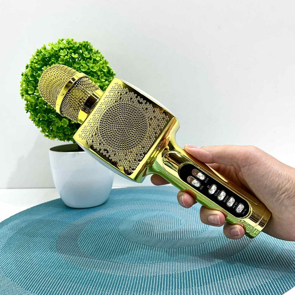 Мікрофон бездротової караоке bluetooth USB акумулятор TF слот 25см Золотистий (L20) Чернигов - изображение 7