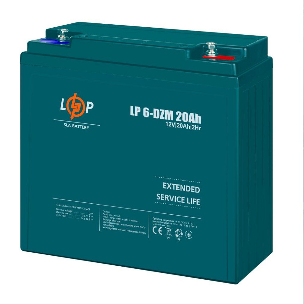 Тяговий свинцево-кислотний AGM акумулятор LP 6-DZM-20 Ah Київ - фото 3