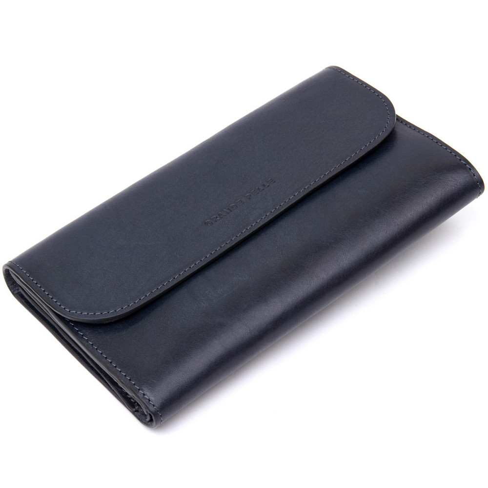 Стильный мужской клатч из натуральной кожи GRANDE PELLE 11427 Темно-синий Киев - изображение 1