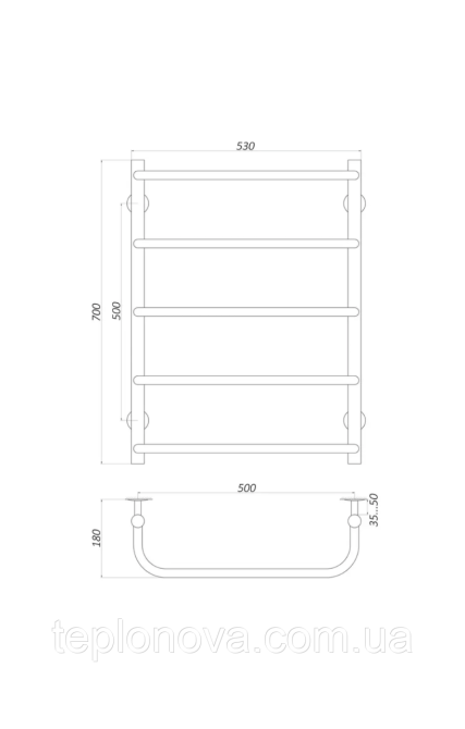 Рушникосушка Нержавійка UNIO 700x530-5 Драбинка Скоба Чернівці - фото 3