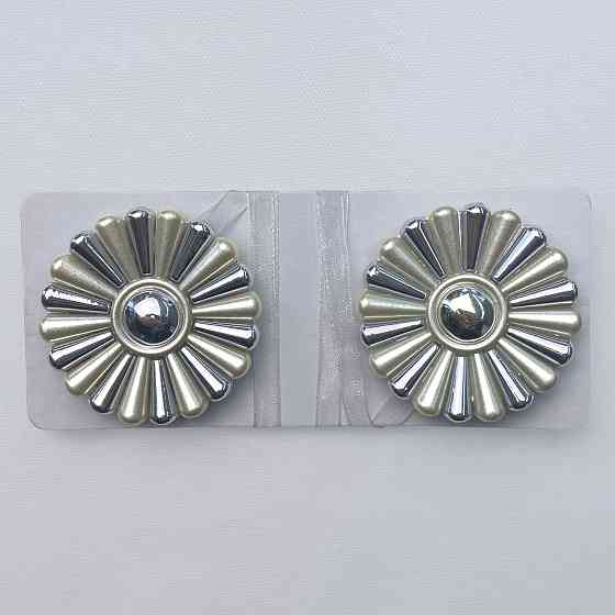 Магніти для штор і гардин Хризантема набір 2 шт Сріблястий (81-298) Київ