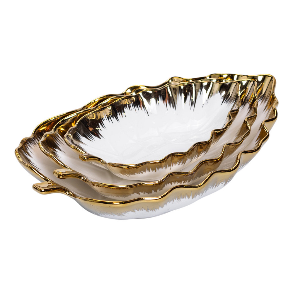 Yiwu Набір порцелянових страв для сервірування столу 3 (шт) у формі листа Золотистий HP-26-10 Киев - изображение 5