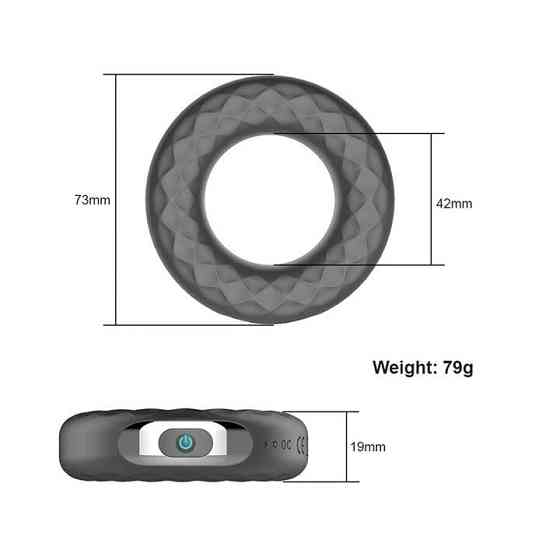 Кольцо на пенис вибрирующие силиконовое (10 режимов) - Черный - 7,3*1,9 см Винница