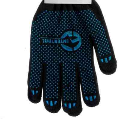 Перчатка трикотажная 70% хлопок/ 30% полиэстер, с ПВХ точкой, класс вязки 10, цвет черный, синяя точка, 55 гр Мукачево