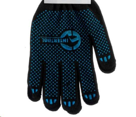 Перчатка трикотажная 70% хлопок/ 30% полиэстер, с ПВХ точкой, класс вязки 10, цвет черный, синяя точка, 55 гр Мукачево - изображение 1