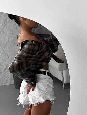 Женская базовая рубашка в клетку турецкая фланель Шоколад Одесса