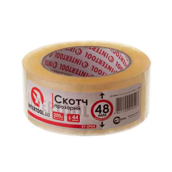 Скотч прозорий, 200 м × 48 мм, 44 мкм INTERTOOL KT-0904 Київ