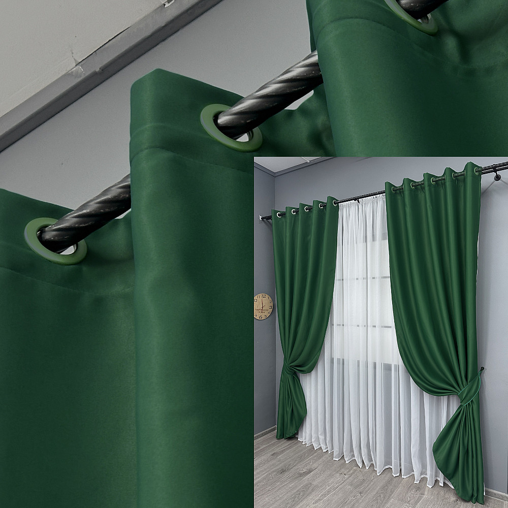 Комплект штор на люверсах VR-Textil Bagema Rvs № 1475ш Зеленый 150х250 см 2 шт (37-0254) Киев - изображение 1