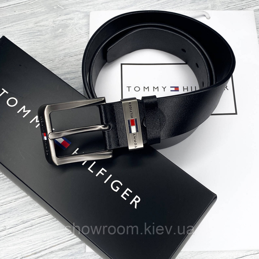 Чоловічий шкіряний брендовий ремінь (012) чорний Київ - фото 1