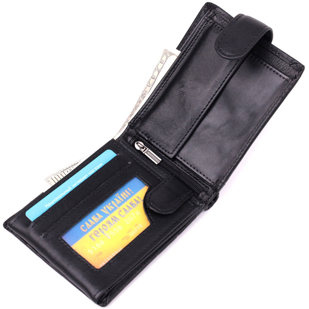 Місткий чоловічий гаманець з натуральної шкіри Vintage sale_15102 Чорний Київ - фото 6